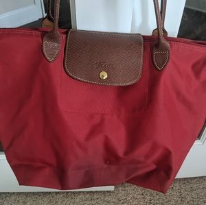 Longchamp red tote bag